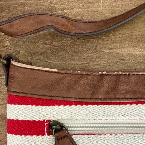 Hibou red & white striped crossbody bag - Picture 3 of 10